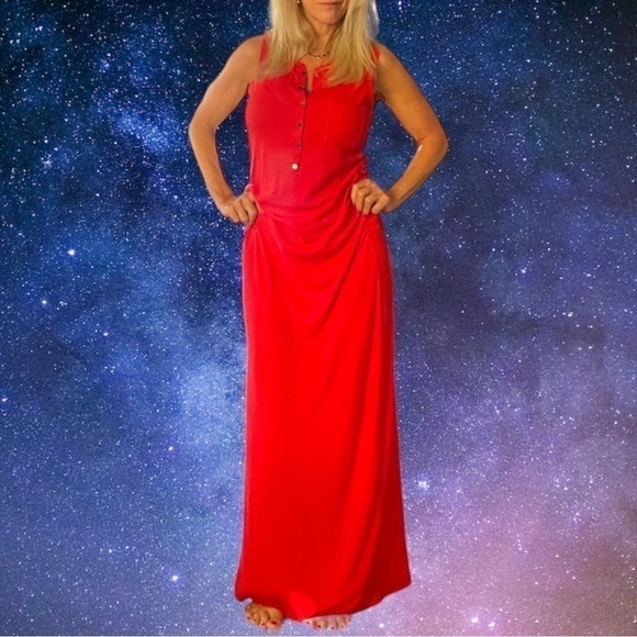 Red Athleta Ribbed Henley Maxi Dress - Picture 10 of 13